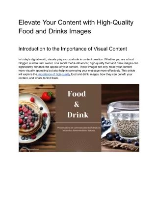 Elevate Your Content with High-Quality Food and Drinks Images