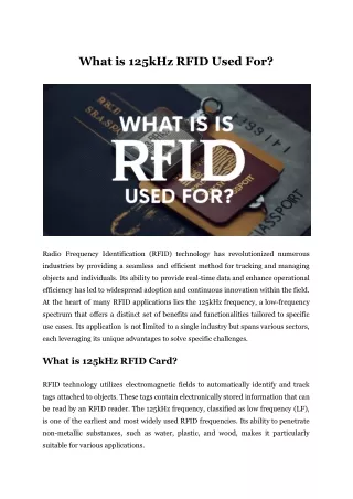 What is 125kHz RFID Used For?