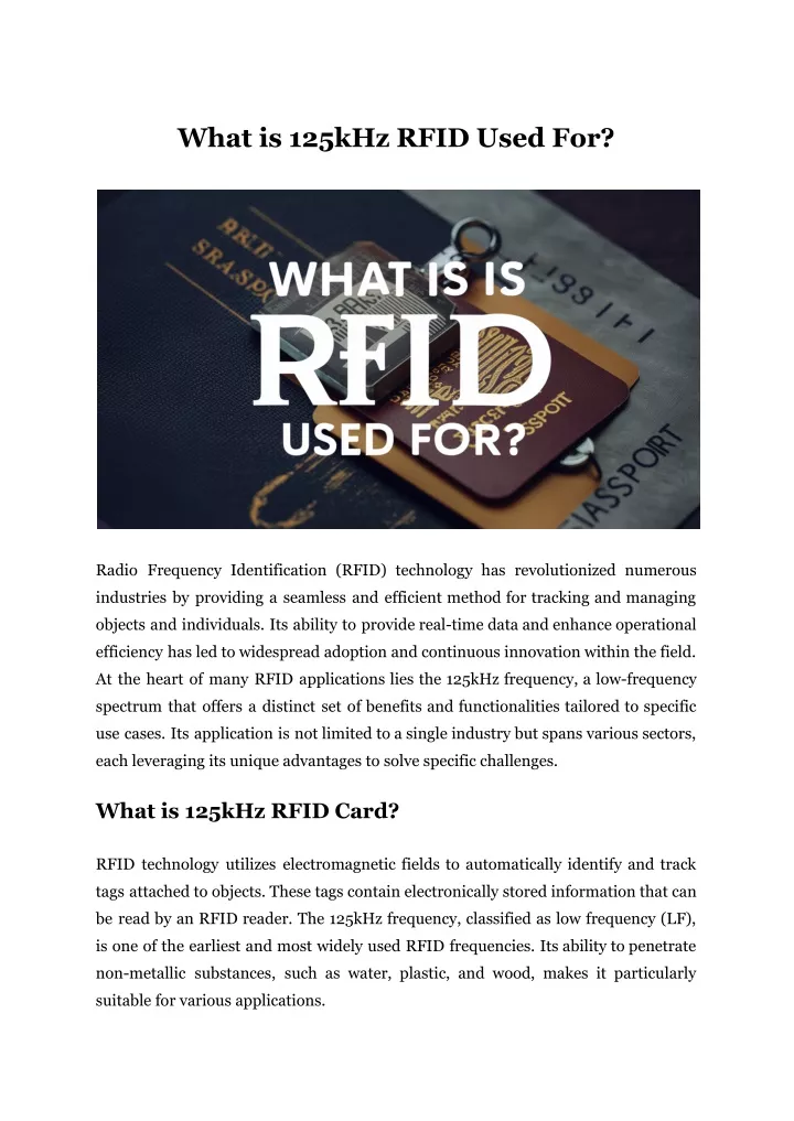 what is 125khz rfid used for