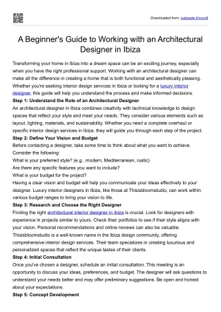 A Beginner's Guide to Working with an Architectural Designer in Ibiza