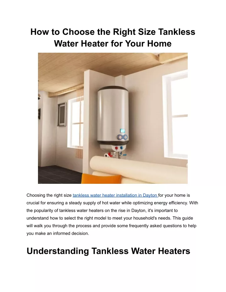 how to choose the right size tankless water