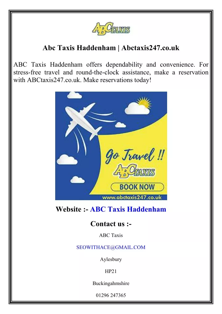 abc taxis haddenham abctaxis247 co uk