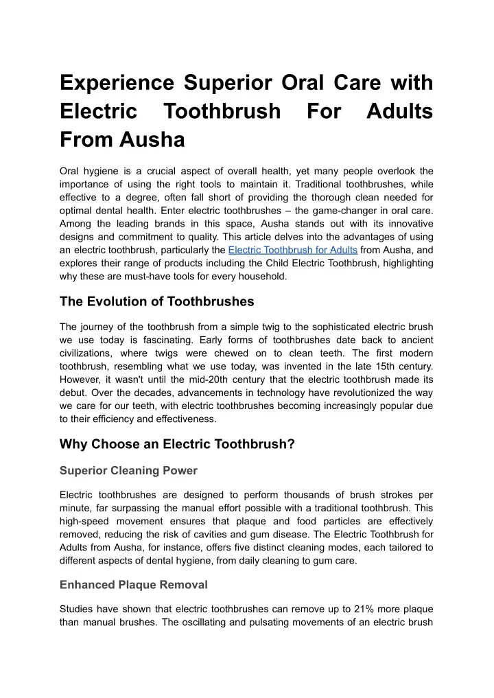 experience superior oral care with electric