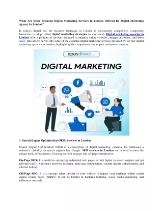 What Are Some Essential Digital Marketing Services in London Offered By Digital Marketing Agency In London