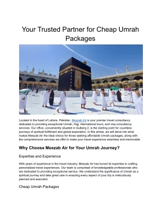 Your Trusted Partner for Cheap Umrah Packages