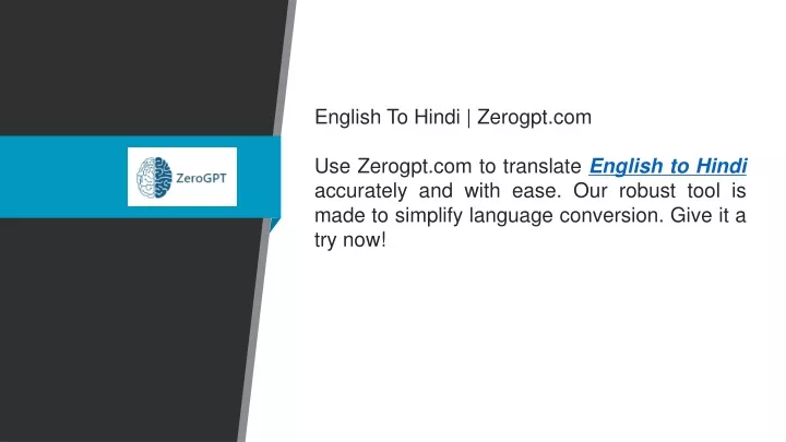 english to hindi zerogpt com use zerogpt