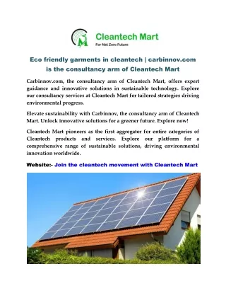 eco friendly garments in cleantech carbinnov