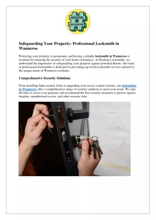 Safeguarding Your Property - Professional Locksmith in Wanneroo