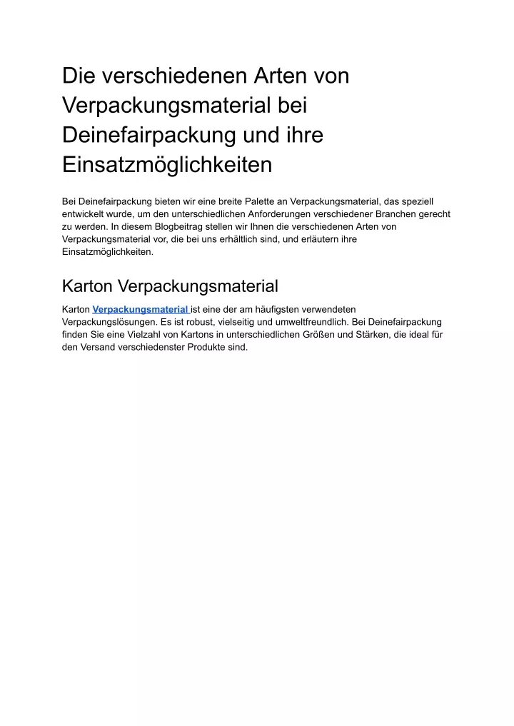 die verschiedenen arten von verpackungsmaterial