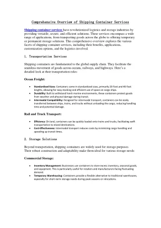 comprehensive overview of shipping container