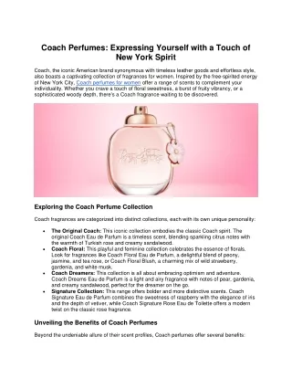 Coach Perfumes Expressing Yourself with a Touch of New York Spirit