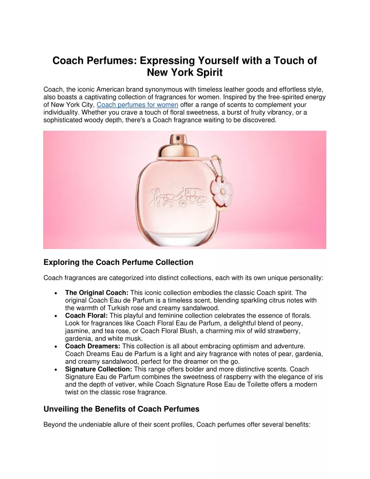 coach perfumes expressing yourself with a touch