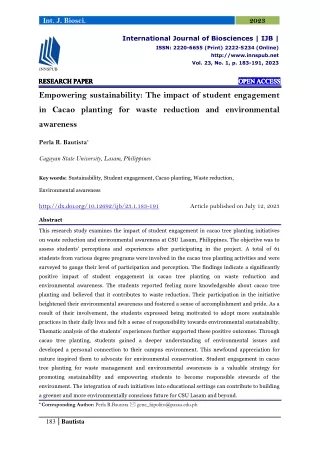 Empowering sustainability: The impact of student engagement in Cacao planting for waste reduction and environmental awar