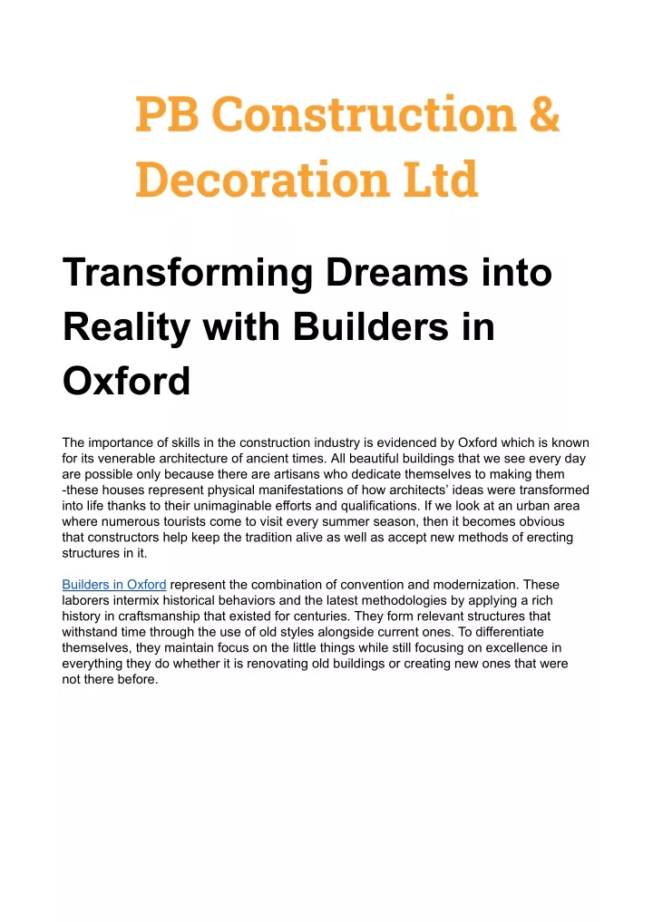 transforming dreams into reality with builders