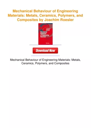 Mechanical Behaviour of Engineering Materials: Metals, Ceramics,