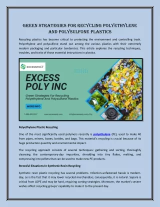 Green Strategies For Recycling Polyethylene And Polysulfone Plastics