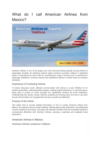 What do I call American Airlines from Mexico?