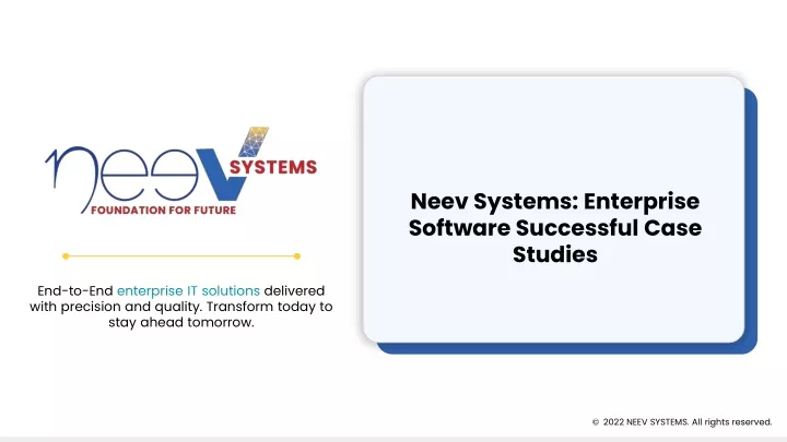 neev systems enterprise software successful case studies