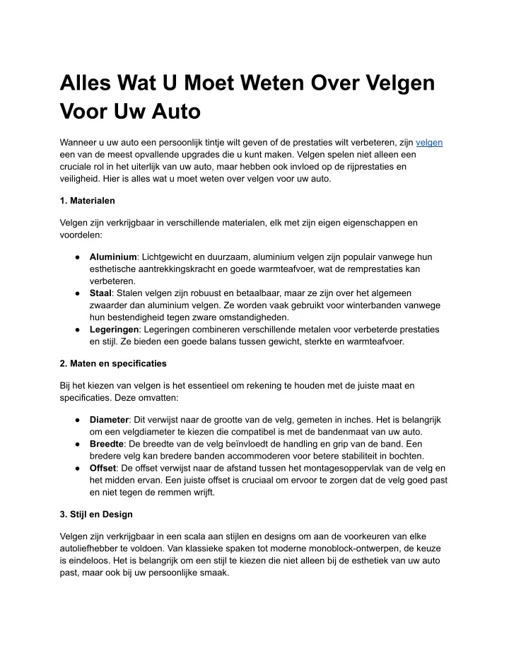 alles wat u moet weten over velgen voor uw auto