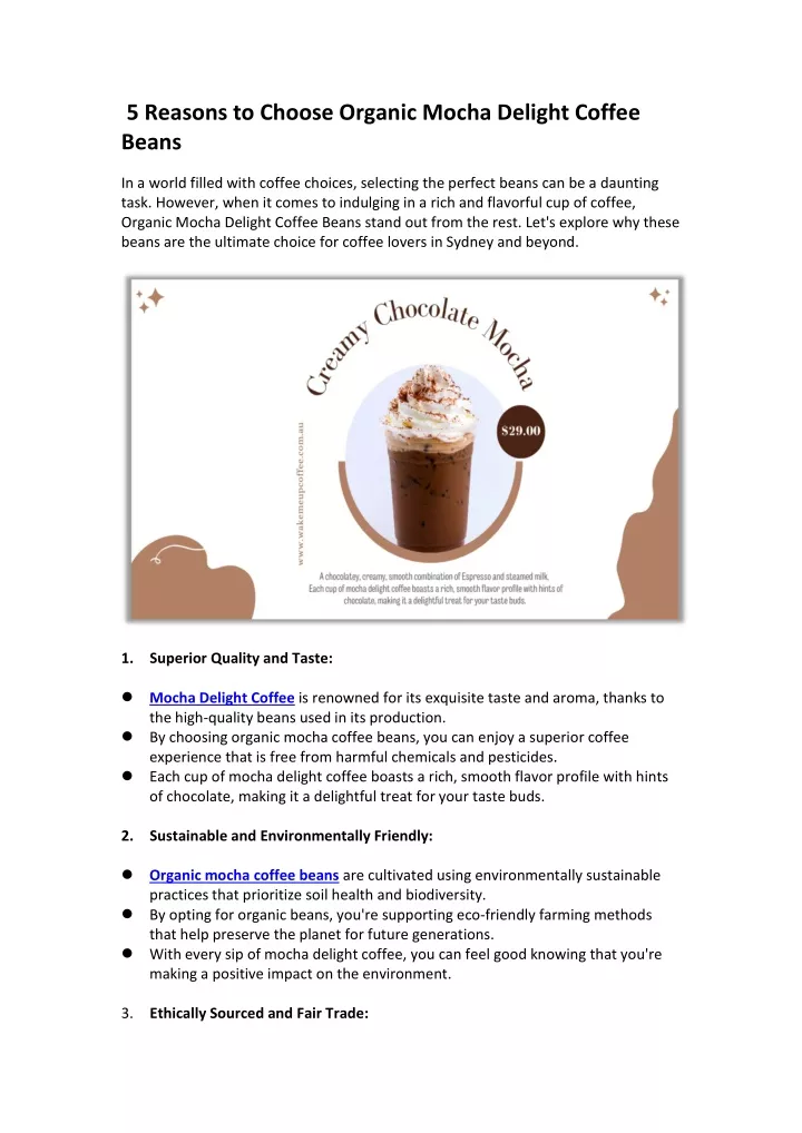 5 reasons to choose organic mocha delight coffee