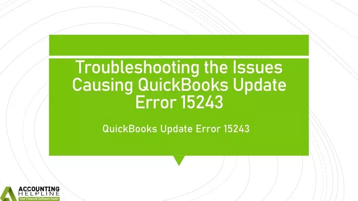 troubleshooting the issues causing quickbooks update error 15243