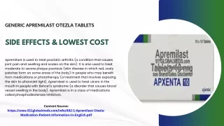 Generic Apremilast Otezla Tablets side effects & Lowest cost