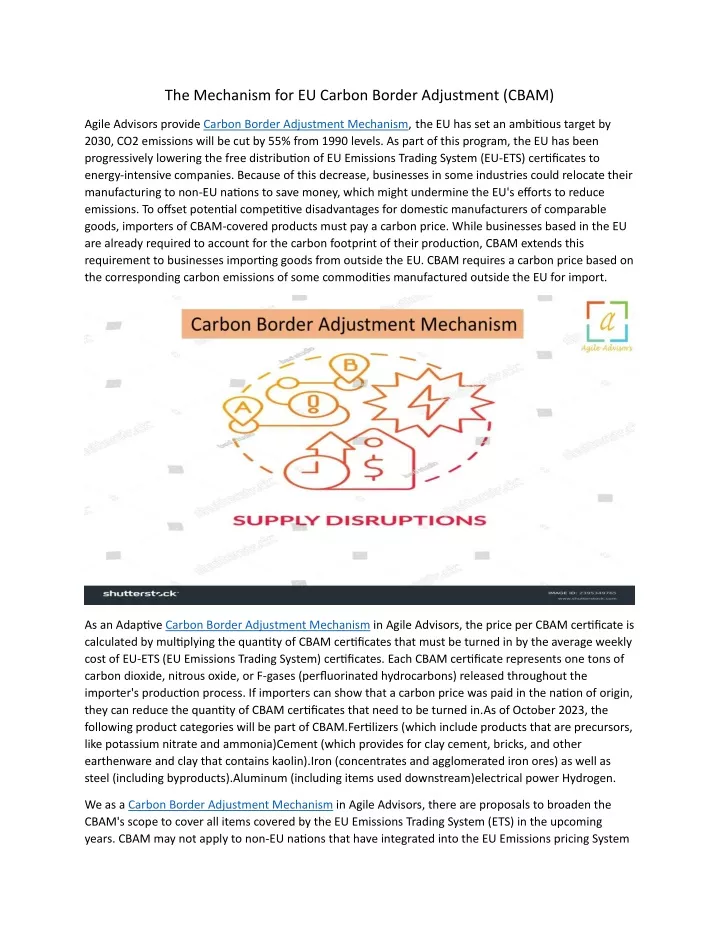 the mechanism for eu carbon border adjustment cbam