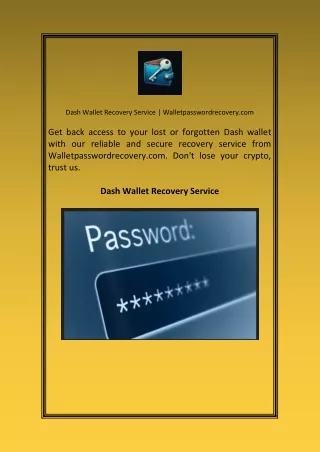 Dash Wallet Recovery Service Walletpasswordrecovery com