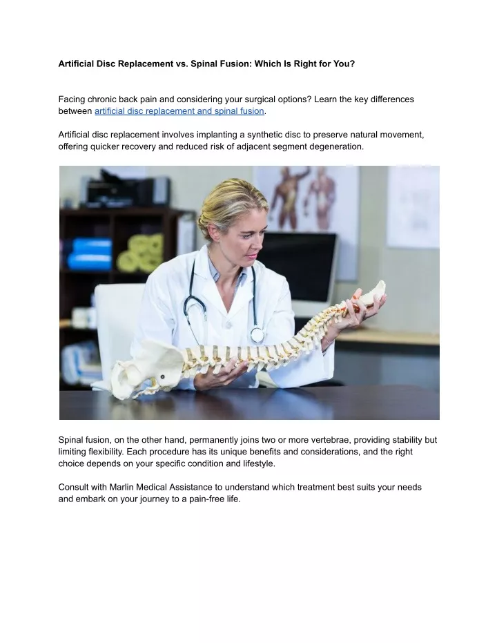 artificial disc replacement vs spinal fusion