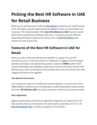 Picking the Best HR Software in UAE for Retail Business
