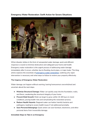 emergency water restoration swift action