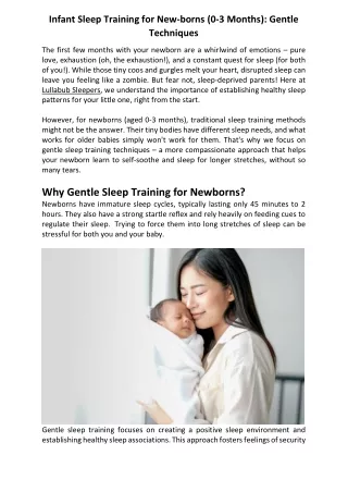 Infant Sleep Training for Newborns (0-3 Months): Gentle Techniques