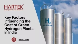 Key Factors Influencing the Cost of Green Hydrogen Plants in India