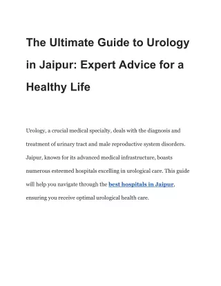 The Ultimate Guide to Urology in Jaipur_ Expert Advice for a Healthy Life