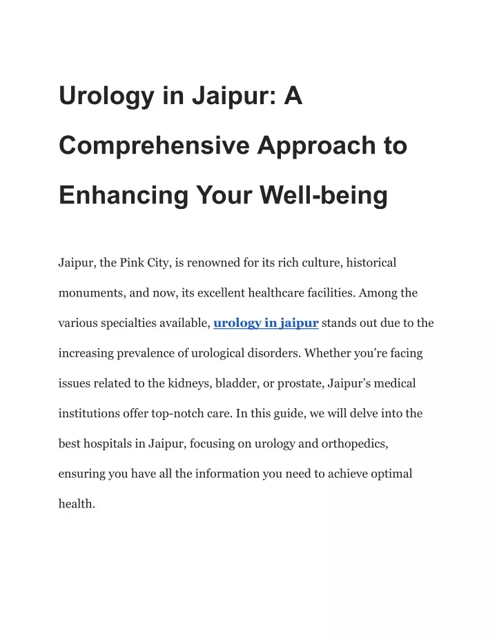 urology in jaipur a