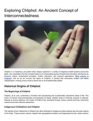 Exploring Chliphot: An Ancient Concept of Interconnectedness