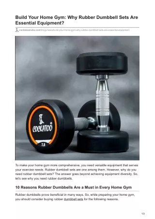 Build Your Home Gym: Why Rubber Dumbbell Sets Are Essential Equipment?