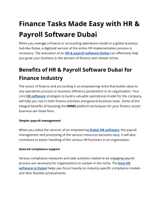 Finance Tasks Made Easy with HR & Payroll Software Dubai