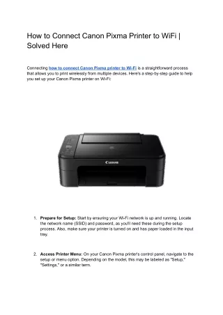 How to Connect Canon Pixma Printer to WiFi | Solved Here