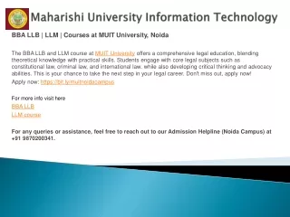 BBA LLB  LLM  Courses at MUIT University, Noida