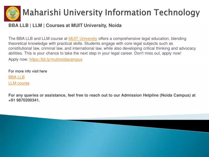 bba llb llm courses at muit university noida