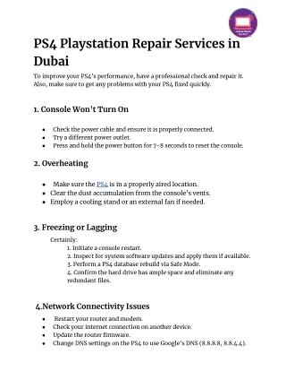 Best PS4 Repair Services in Dubai