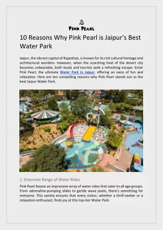 10 Reasons Why Pink Pearl is Jaipur's Best Water Park