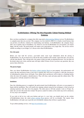 EcoRefinishers Offering The Most Reputable Cabinet Painting Midland Solutions