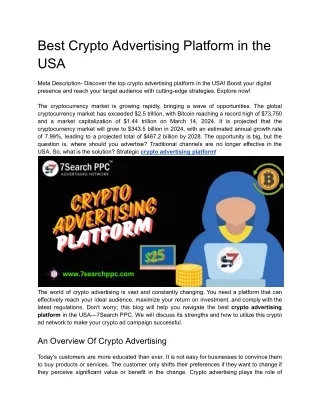 Best Crypto Advertising Platform in the USA