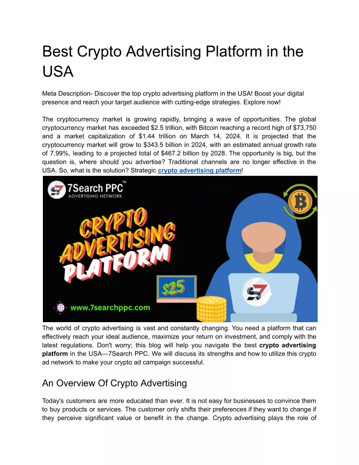 best crypto advertising platform in the usa