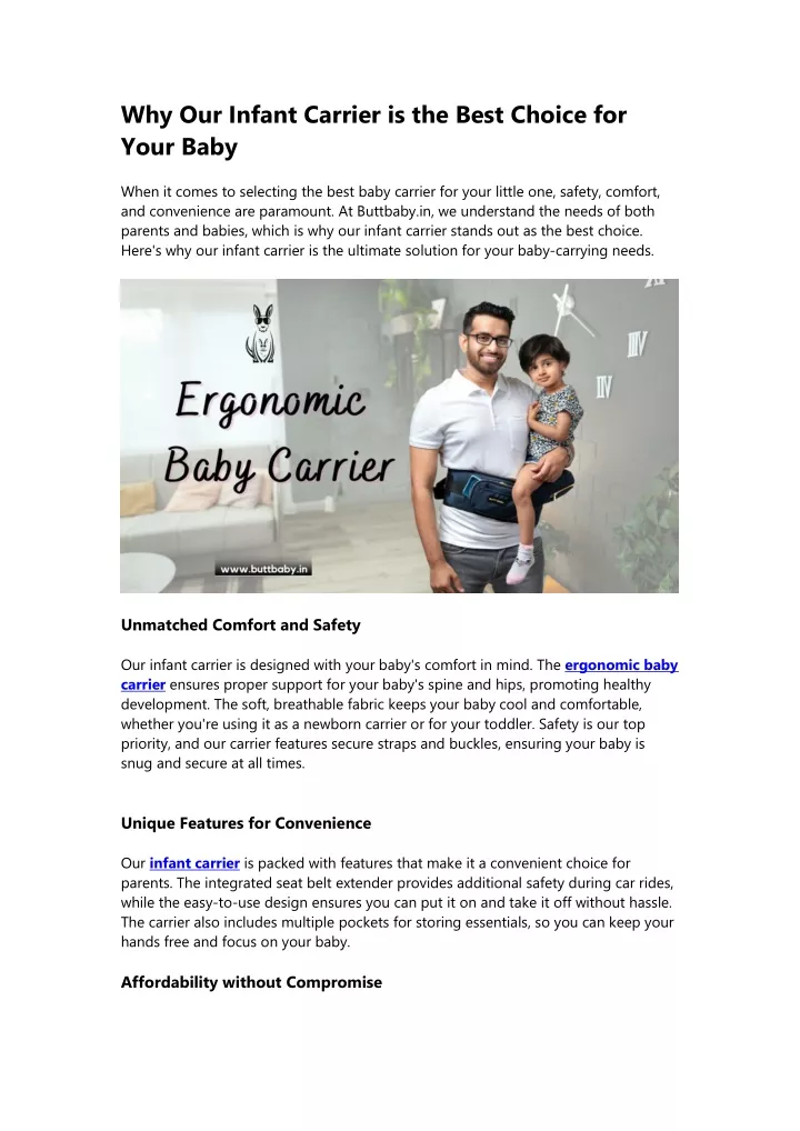 why our infant carrier is the best choice