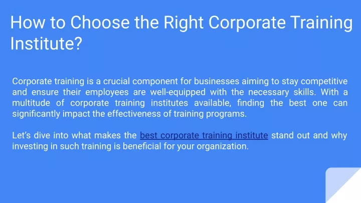 how to choose the right corporate training