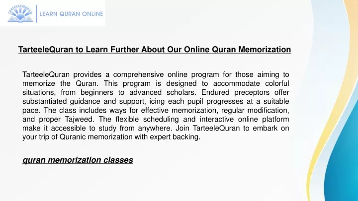 tarteelequran to learn further about our online