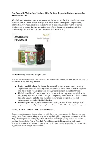 Are Ayurvedic Weight Loss Products Right for You? Exploring Options from Atulya